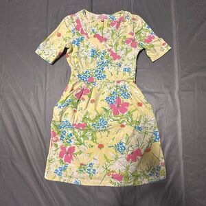Lilly Pulitzer Dress Womens Small Short Sleeve Floral Print Romper Yellow